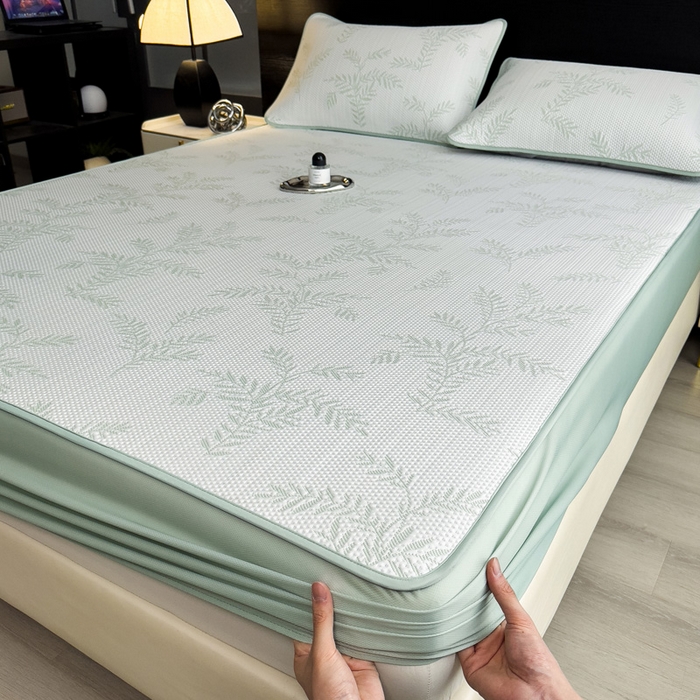 席世家 2025春夏新款冰豆豆花卉卡通凉席席子 床笠款-绿意