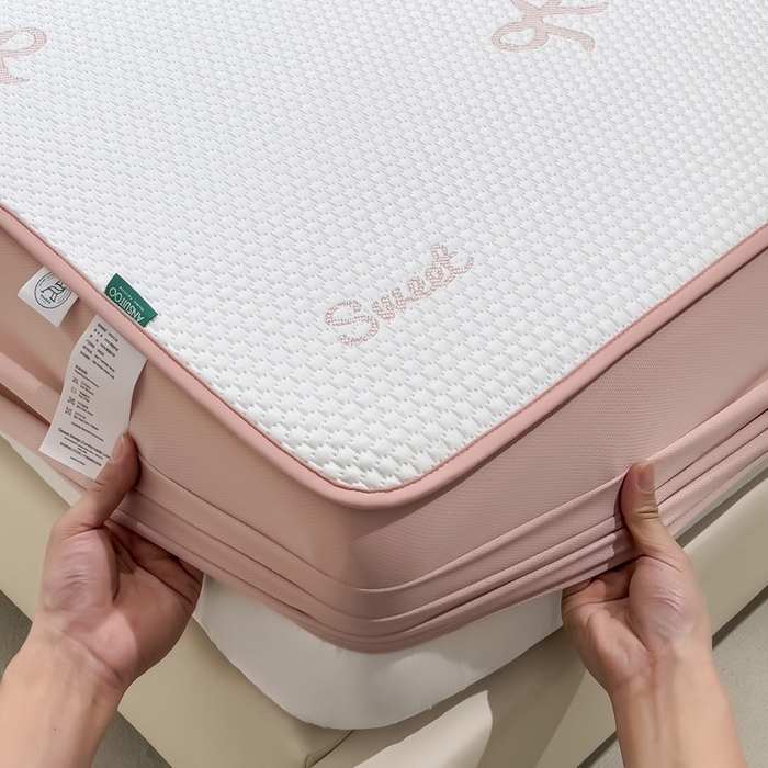 91家纺网 家纺一手货源 找家纺 席世家 2025春夏新款冰豆豆花卉卡通凉席席子 床席款-蝴蝶结-粉