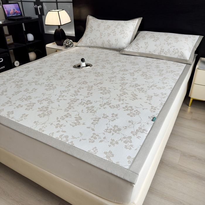 91家纺网 家纺一手货源 找家纺 席世家 2025春夏新款冰豆豆花卉卡通凉席席子 床席款-花漾