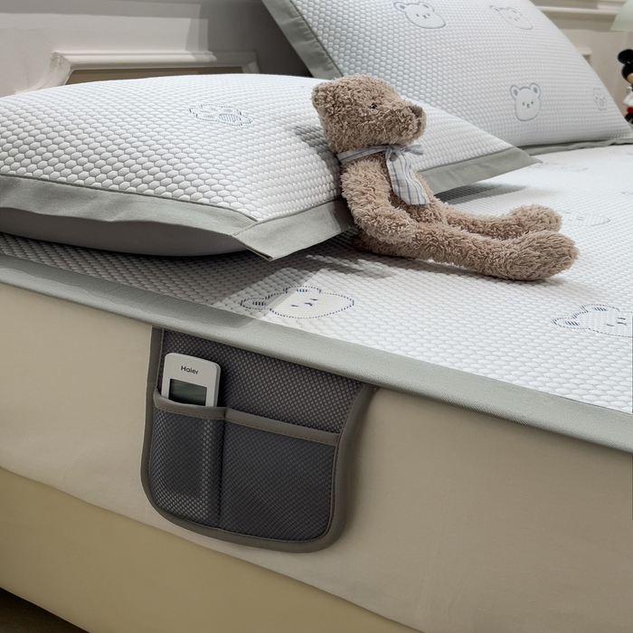 91家纺网 家纺一手货源 找家纺 席世家 2025春夏新款冰豆豆花卉卡通凉席席子 床席款-小熊-蓝