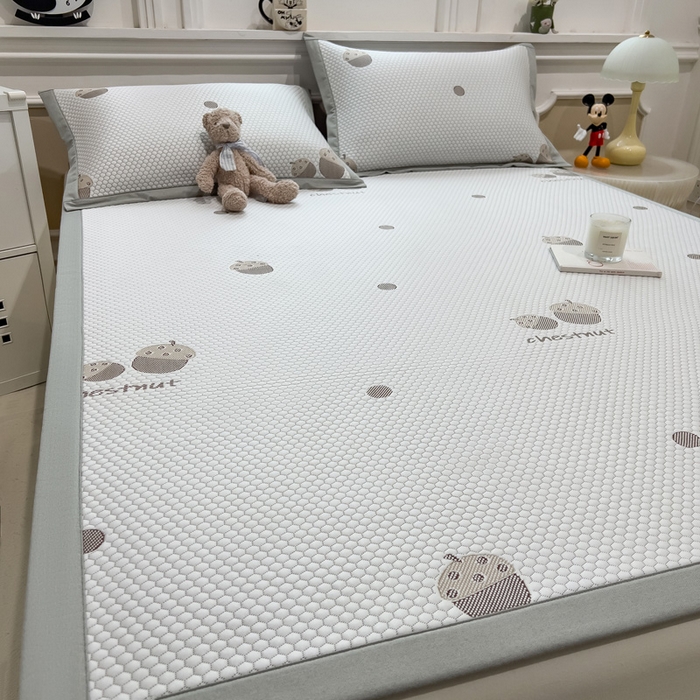 91家纺网 家纺一手货源 找家纺 席世家 2025春夏新款冰豆豆花卉卡通凉席席子 床席款-松果