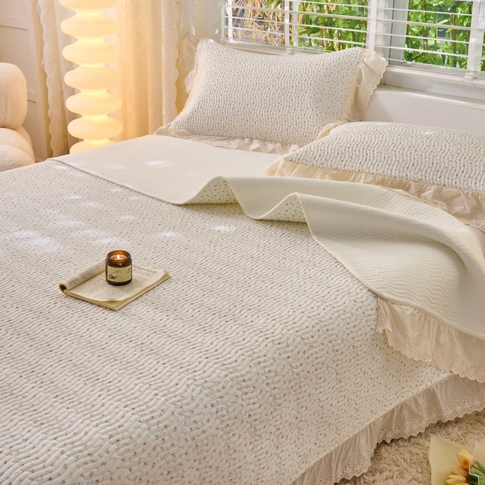 91家纺网 家纺一手货源 找家纺 X猫先生 2025新款全棉纯棉双层纱床盖炕盖夹棉床单床褥（A类母婴级） 云槿