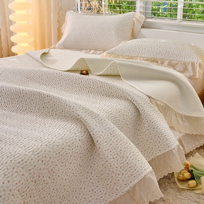 91家纺网 家纺一手货源 找家纺 X猫先生 2025新款全棉纯棉双层纱床盖炕盖夹棉床单床褥（A类母婴级） 云槿