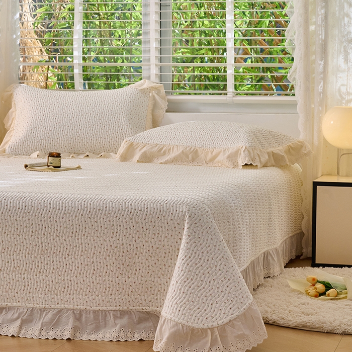 91家纺网 家纺一手货源 找家纺 X猫先生 2025新款全棉纯棉双层纱床盖炕盖夹棉床单床褥（A类母婴级） 云槿