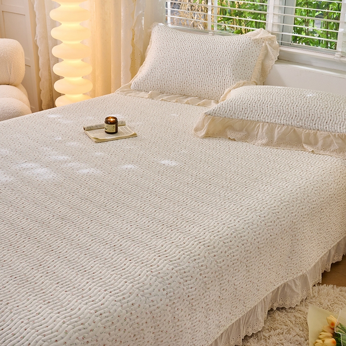 91家纺网 家纺一手货源 找家纺 X猫先生 2025新款全棉纯棉双层纱床盖炕盖夹棉床单床褥（A类母婴级） 云槿