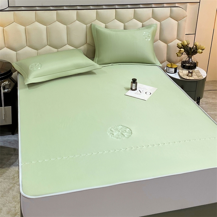 91家纺网 家纺一手货源 找家纺 鼎飞家纺 2025新款水晶凉感席床笠款 绿色