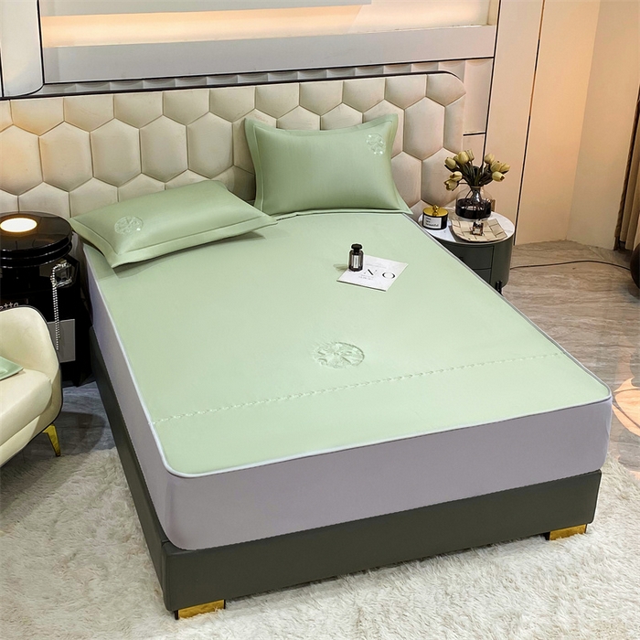 91家纺网 家纺一手货源 找家纺 鼎飞家纺 2025新款水晶凉感席床笠款 绿色