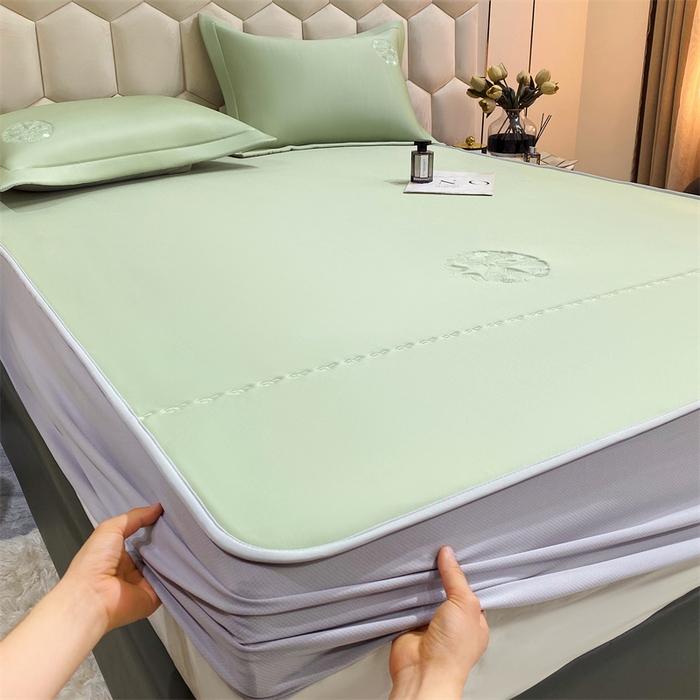 91家纺网 家纺一手货源 找家纺 鼎飞家纺 2025新款水晶凉感席床笠款 绿色