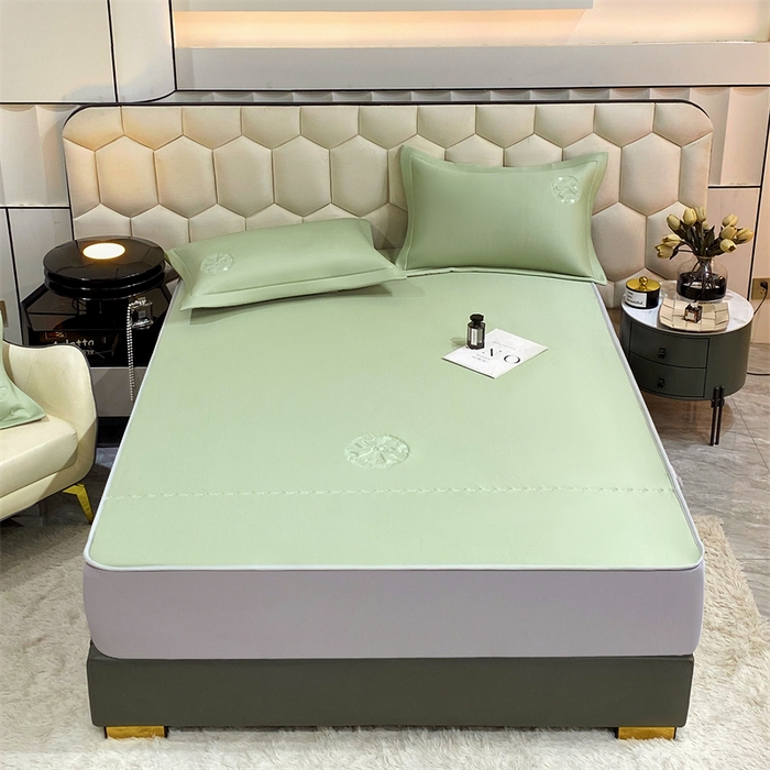 91家纺网 家纺一手货源 找家纺 鼎飞家纺 2025新款水晶凉感席床笠款 绿色