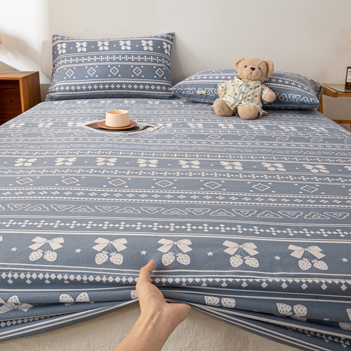 91家纺网 家纺一手货源 找家纺 米柳家纺 2025新款原棉老粗布印花床笠系列 休闲格调床笠款