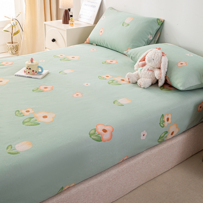 91家纺网 家纺一手货源 找家纺 米柳家纺 2025新款原棉老粗布印花床笠系列 清凉一夏床笠款