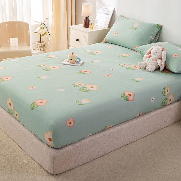 91家纺网 家纺一手货源 找家纺 米柳家纺 2025新款原棉老粗布印花床笠系列 清凉一夏床笠款