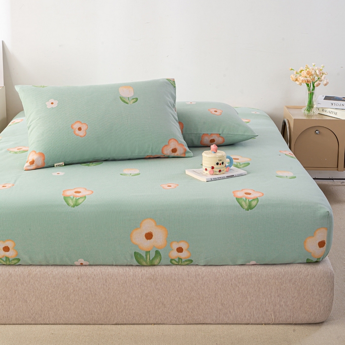 91家纺网 家纺一手货源 找家纺 米柳家纺 2025新款原棉老粗布印花床笠系列 清凉一夏床笠款