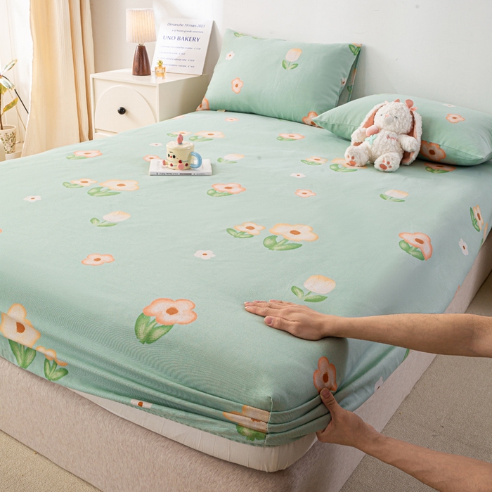 91家纺网 家纺一手货源 找家纺 米柳家纺 2025新款原棉老粗布印花床笠系列 清凉一夏床笠款