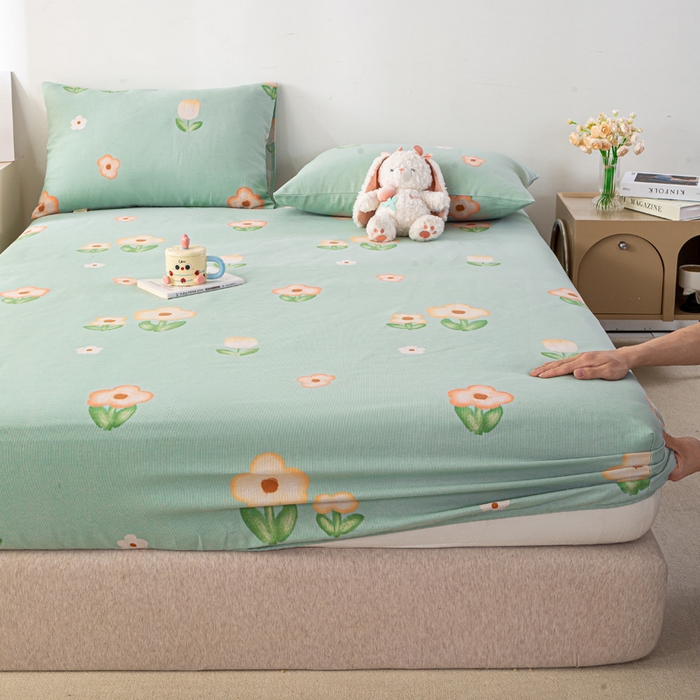 91家纺网 家纺一手货源 找家纺 米柳家纺 2025新款原棉老粗布印花床笠系列 清凉一夏床笠款