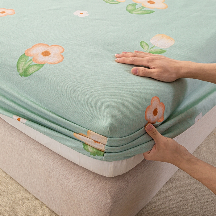 91家纺网 家纺一手货源 找家纺 米柳家纺 2025新款原棉老粗布印花床笠系列 清凉一夏床笠款