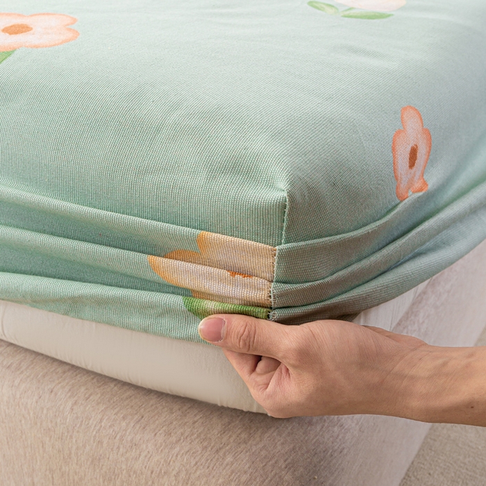 91家纺网 家纺一手货源 找家纺 米柳家纺 2025新款原棉老粗布印花床笠系列 清凉一夏床笠款