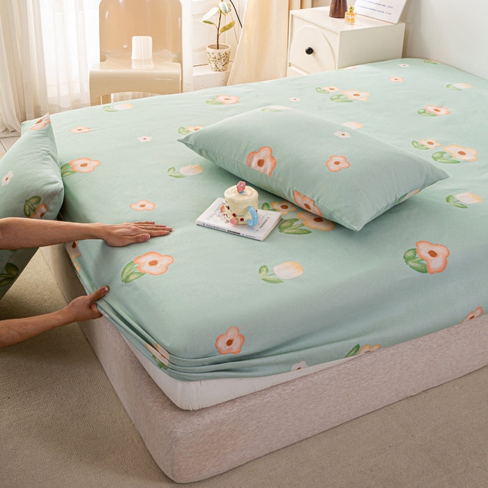 91家纺网 家纺一手货源 找家纺 米柳家纺 2025新款原棉老粗布印花床笠系列 清凉一夏床笠款