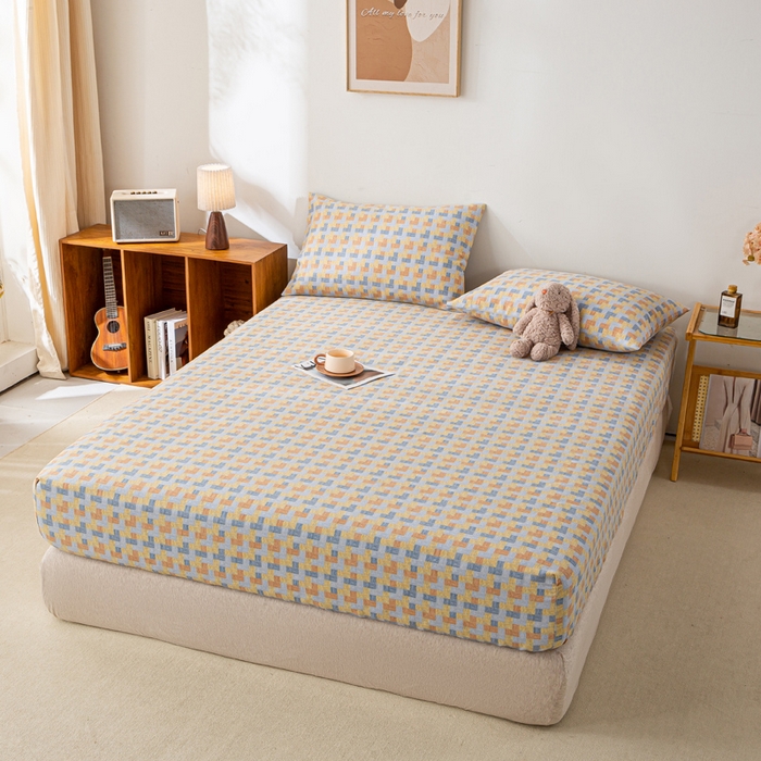 91家纺网 家纺一手货源 找家纺 米柳家纺 2025新款原棉老粗布印花床笠系列 格调人生床笠款