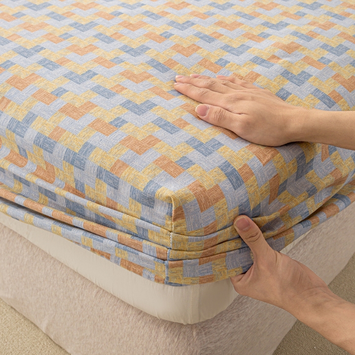 91家纺网 家纺一手货源 找家纺 米柳家纺 2025新款原棉老粗布印花床笠系列 格调人生床笠款