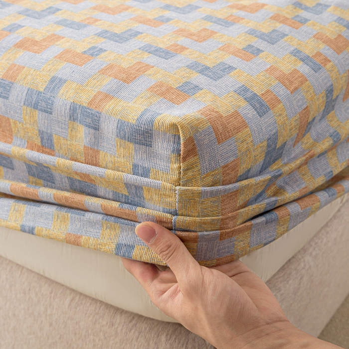 91家纺网 家纺一手货源 找家纺 米柳家纺 2025新款原棉老粗布印花床笠系列 格调人生床笠款