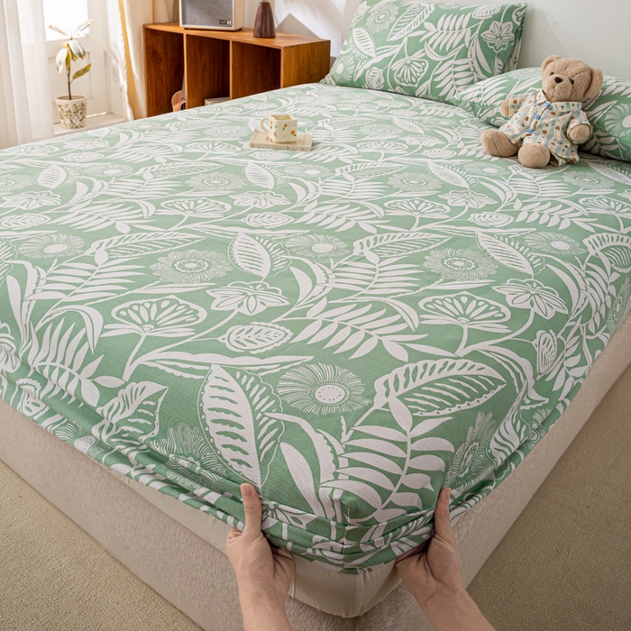 91家纺网 家纺一手货源 找家纺 米柳家纺 2025新款原棉老粗布印花床笠系列 花香床笠款