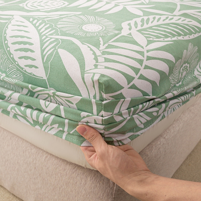 91家纺网 家纺一手货源 找家纺 米柳家纺 2025新款原棉老粗布印花床笠系列 花香床笠款