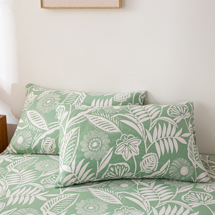 91家纺网 家纺一手货源 找家纺 米柳家纺 2025新款原棉老粗布印花床笠系列 花香床笠款