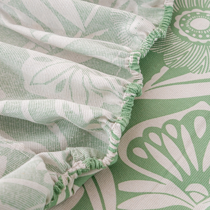 91家纺网 家纺一手货源 找家纺 米柳家纺 2025新款原棉老粗布印花床笠系列 花香床笠款