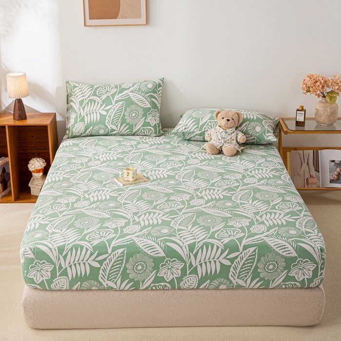 91家纺网 家纺一手货源 找家纺 米柳家纺 2025新款原棉老粗布印花床笠系列 花香床笠款