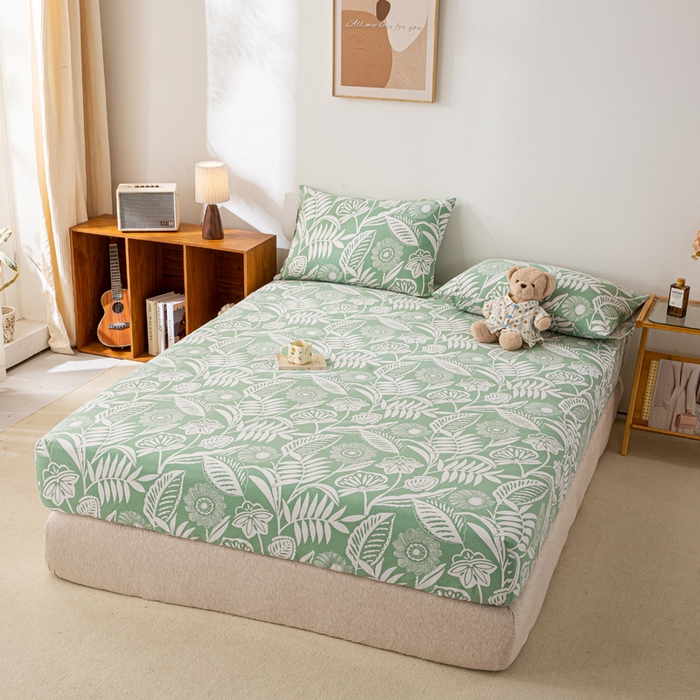 91家纺网 家纺一手货源 找家纺 米柳家纺 2025新款原棉老粗布印花床笠系列 花香床笠款