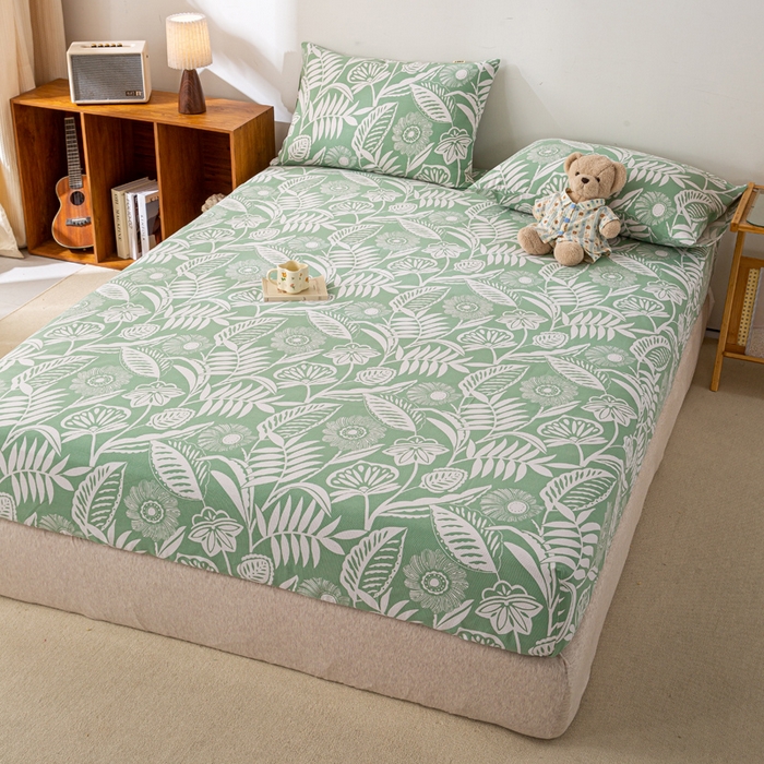 91家纺网 家纺一手货源 找家纺 米柳家纺 2025新款原棉老粗布印花床笠系列 花香床笠款