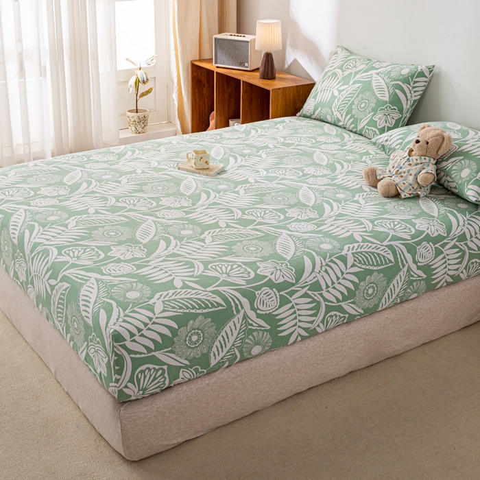 91家纺网 家纺一手货源 找家纺 米柳家纺 2025新款原棉老粗布印花床笠系列 花香床笠款