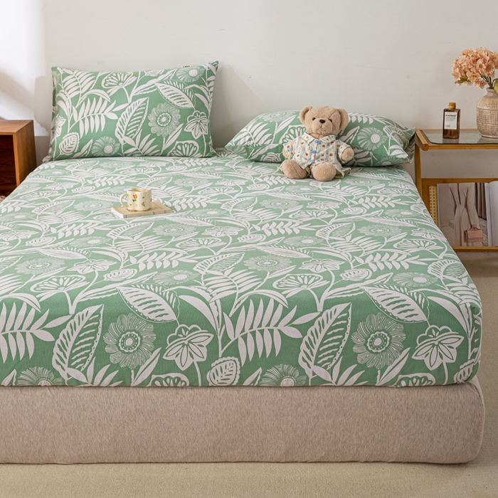 91家纺网 家纺一手货源 找家纺 米柳家纺 2025新款原棉老粗布印花床笠系列 花香床笠款