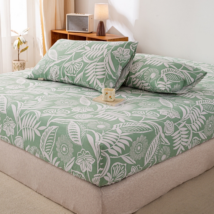 91家纺网 家纺一手货源 找家纺 米柳家纺 2025新款原棉老粗布印花床笠系列 花香床笠款