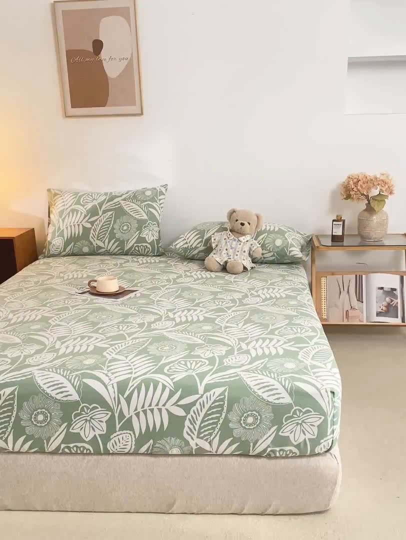 91家纺网 家纺一手货源 找家纺 米柳家纺 2025新款原棉老粗布印花床笠系列 花香床笠款