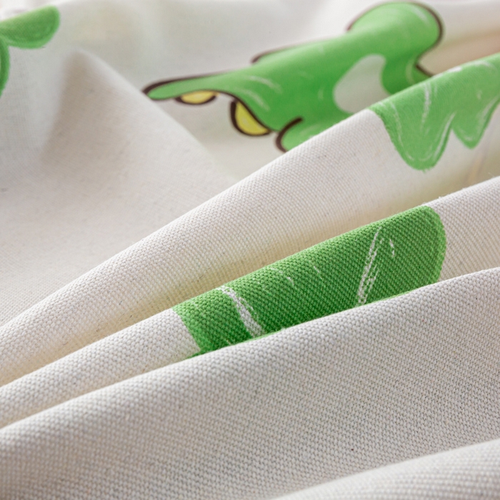 91家纺网 家纺一手货源 找家纺 米柳家纺 2025新款原棉老粗布印花床笠系列 绿恐龙床笠款