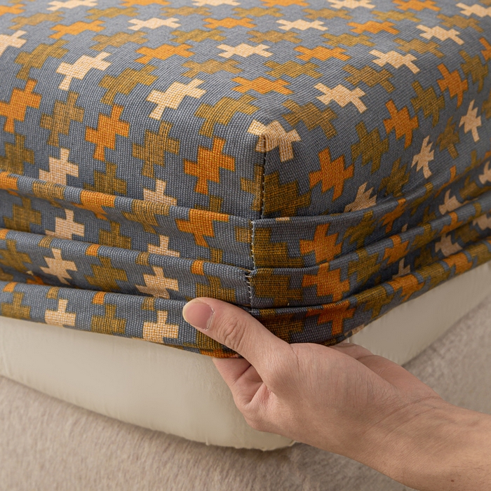 91家纺网 家纺一手货源 找家纺 米柳家纺 2025新款原棉老粗布印花床笠系列 摩尔床笠款