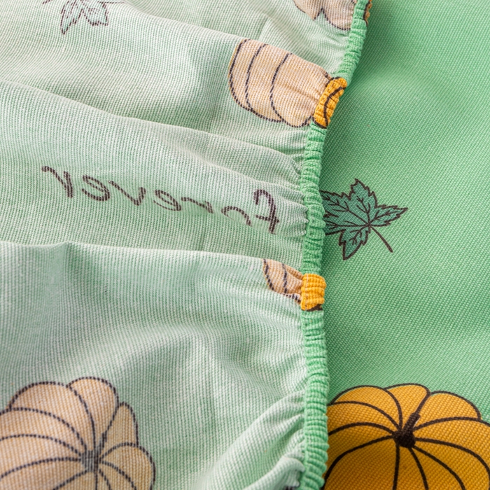 91家纺网 家纺一手货源 找家纺 米柳家纺 2025新款原棉老粗布印花床笠系列 南瓜熊床笠款