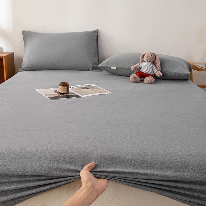 米柳家纺 2025新款原棉老粗布印花床笠系列 绅士灰床笠款