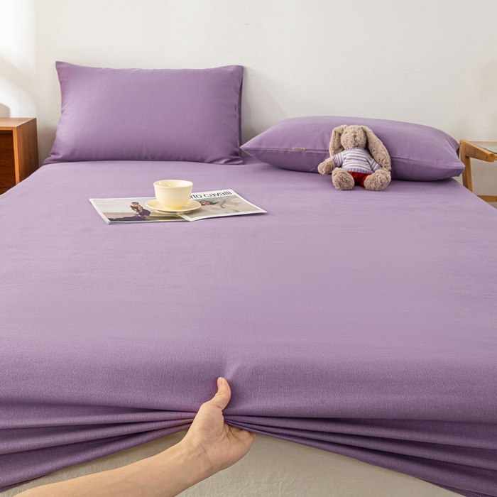 米柳家纺 2025新款原棉老粗布印花床笠系列 香芋紫床笠款