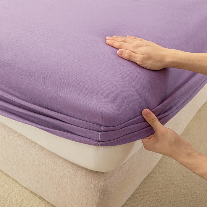 91家纺网 家纺一手货源 找家纺 米柳家纺 2025新款原棉老粗布印花床笠系列 香芋紫床笠款