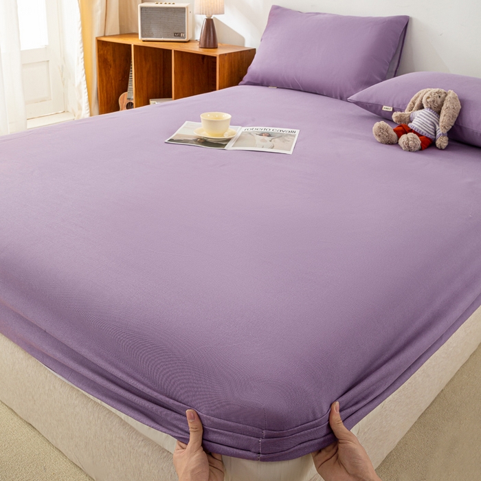 91家纺网 家纺一手货源 找家纺 米柳家纺 2025新款原棉老粗布印花床笠系列 香芋紫床笠款