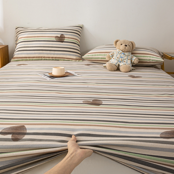 米柳家纺 2025新款原棉老粗布印花床笠系列 心想乐园床笠款