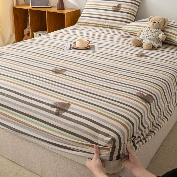 91家纺网 家纺一手货源 找家纺 米柳家纺 2025新款原棉老粗布印花床笠系列 心想乐园床笠款