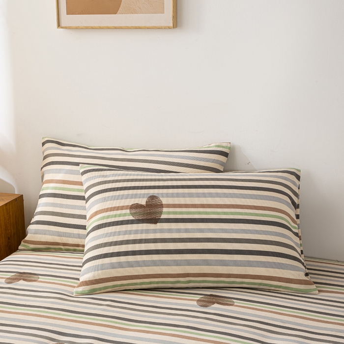 91家纺网 家纺一手货源 找家纺 米柳家纺 2025新款原棉老粗布印花床笠系列 心想乐园床笠款