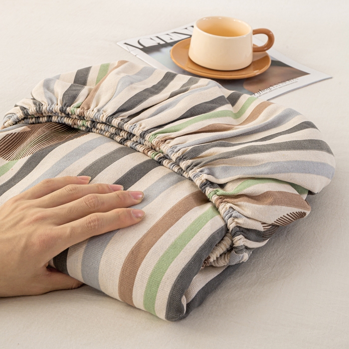 91家纺网 家纺一手货源 找家纺 米柳家纺 2025新款原棉老粗布印花床笠系列 心想乐园床笠款