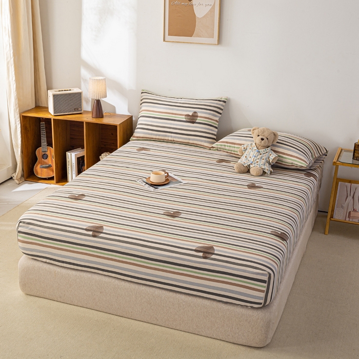 91家纺网 家纺一手货源 找家纺 米柳家纺 2025新款原棉老粗布印花床笠系列 心想乐园床笠款