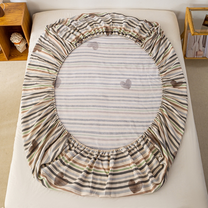 91家纺网 家纺一手货源 找家纺 米柳家纺 2025新款原棉老粗布印花床笠系列 心想乐园床笠款