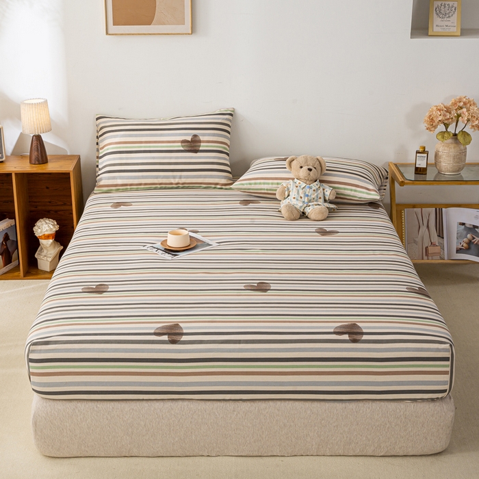 91家纺网 家纺一手货源 找家纺 米柳家纺 2025新款原棉老粗布印花床笠系列 心想乐园床笠款